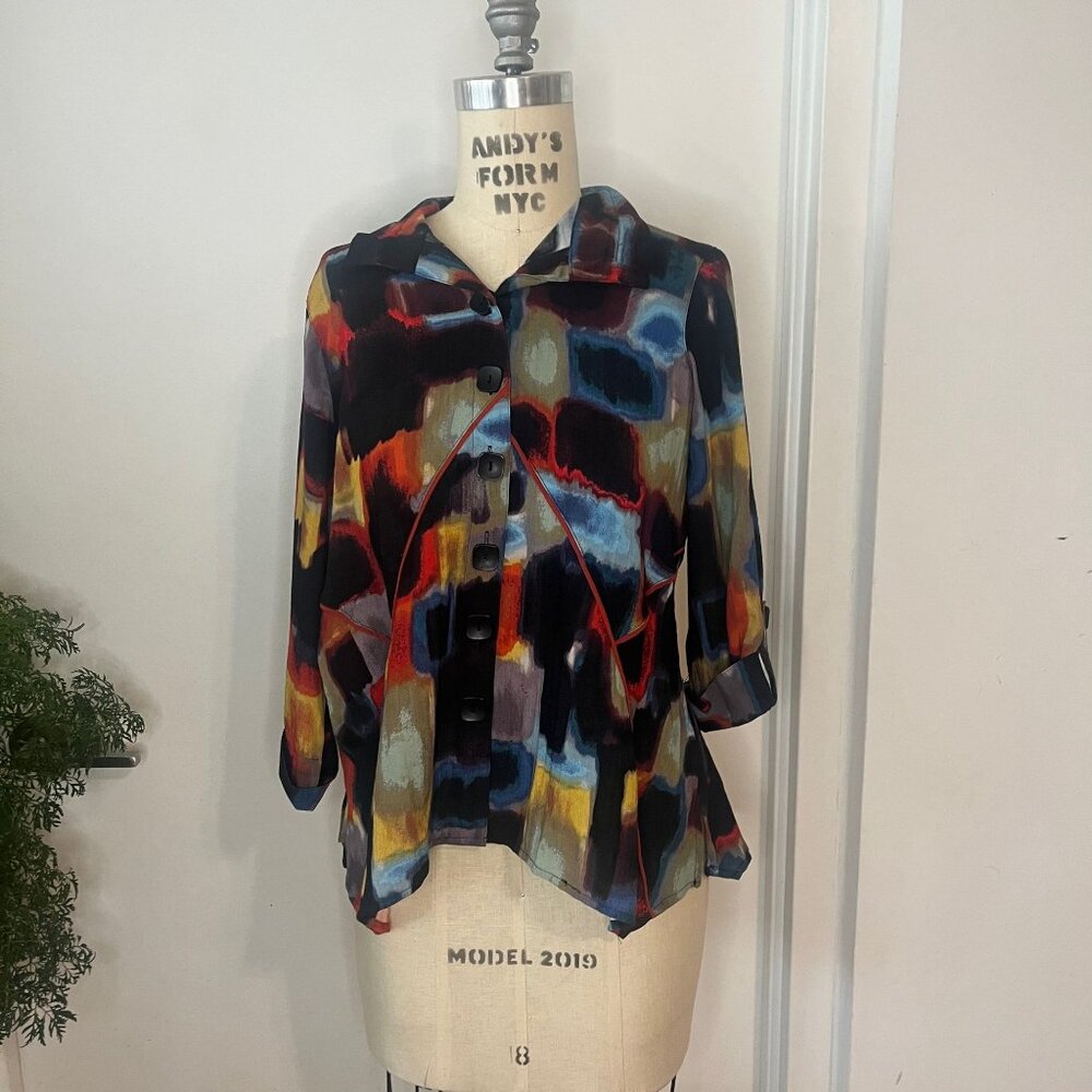 ALI‎ MILES Lagenlook Multicolor Top Size XS